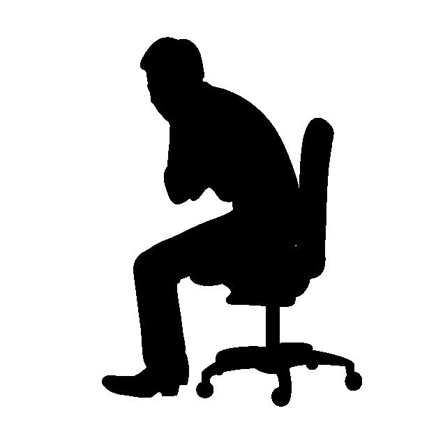 背中を曲げた座り方