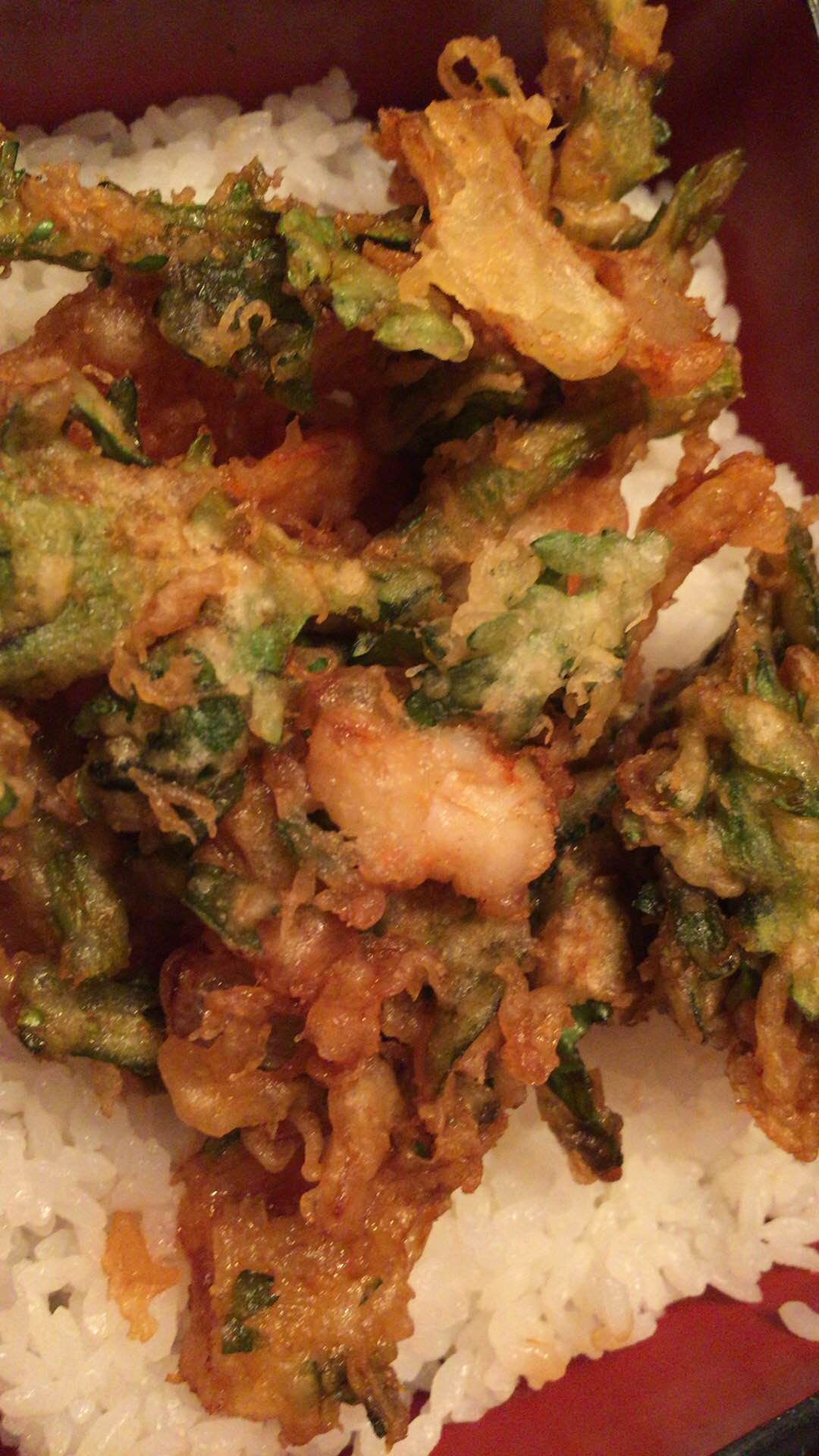 エビと春菊のかきあげ重